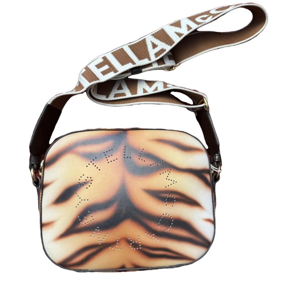 Stella McCartney Brown Crossbody Bag with Tiger Print